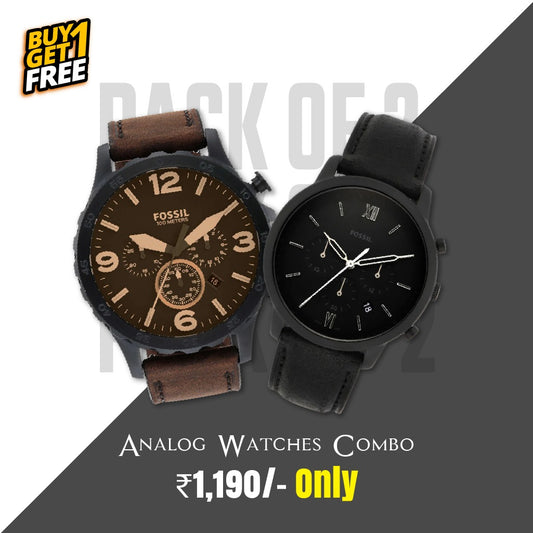 Pack of 2 (Brown + Black Strap)
