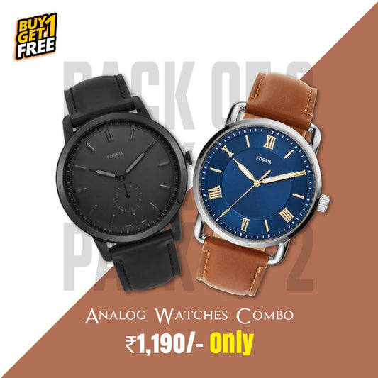 Black & Blue-Brown Watch Combo