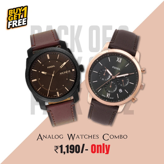 Brown Strap Watch Combo
