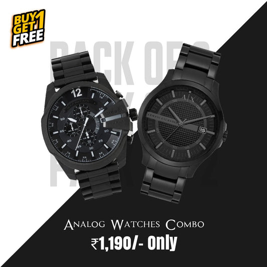 All-Black Metal Watch Combo